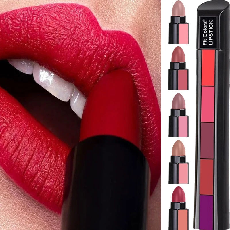 5 Colors In 1 Matte Velvet Lipsticks -BUY 1 GET 1 FREE