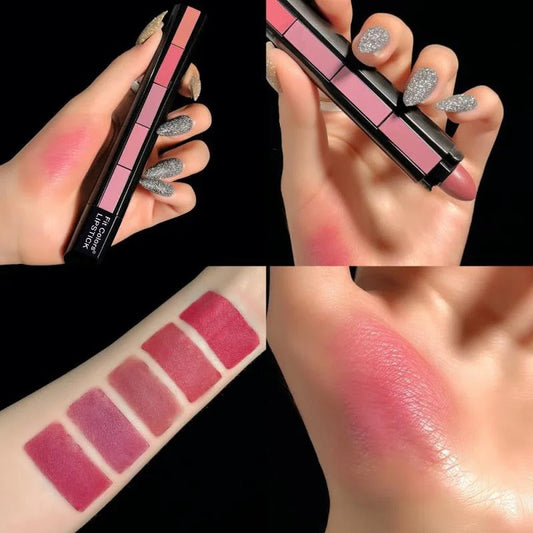 5 Colors In 1 Matte Velvet Lipsticks -BUY 1 GET 1 FREE