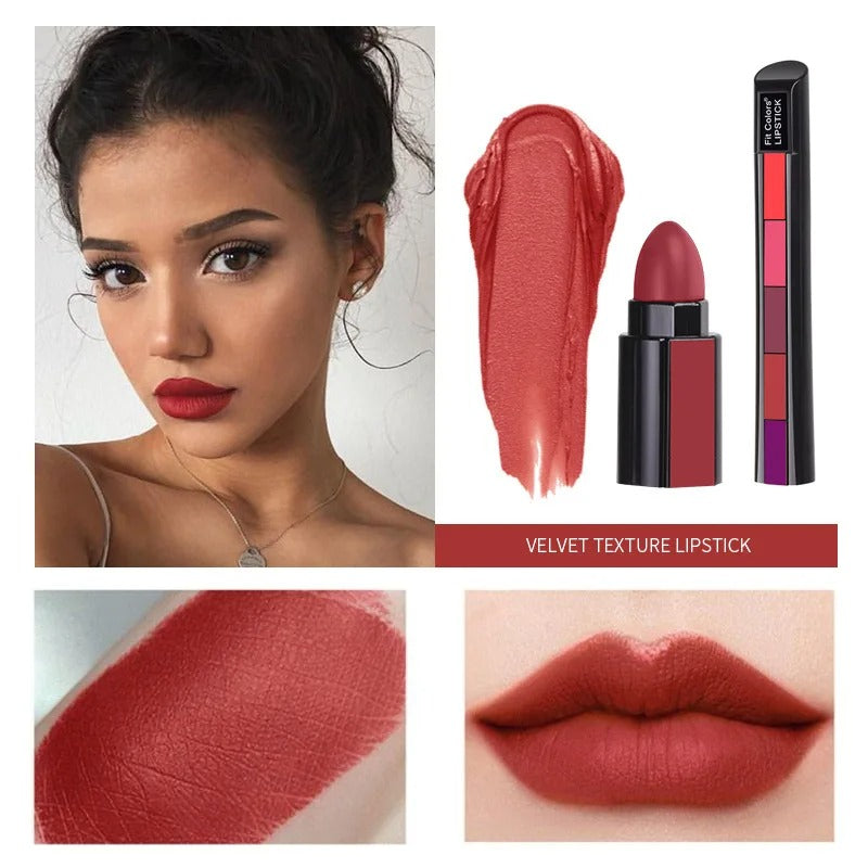 5 Colors In 1 Matte Velvet Lipsticks -BUY 1 GET 1 FREE