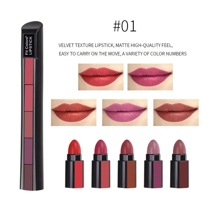 5 Colors In 1 Matte Velvet Lipsticks -BUY 1 GET 1 FREE