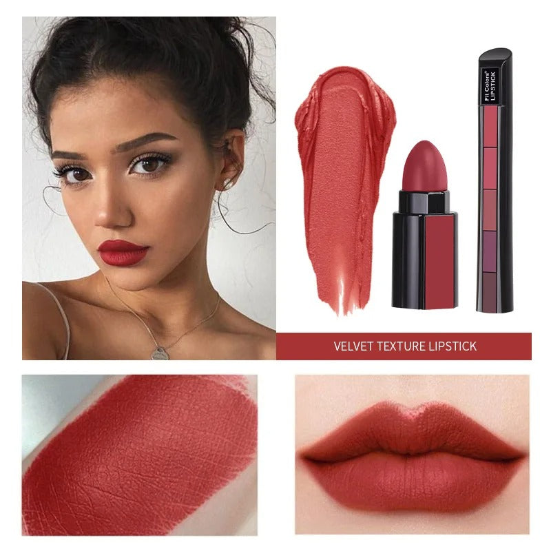 5 Colors In 1 Matte Velvet Lipsticks -BUY 1 GET 1 FREE